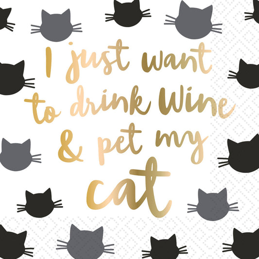 Cat Foil Cocktail Napkin