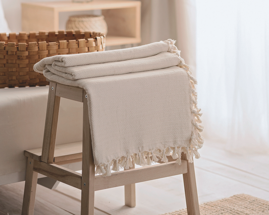 Cream Cotton Tassel Throw