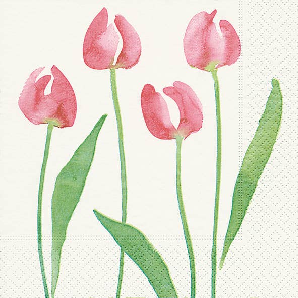 Watercolour Tulip Cocktail Napkin