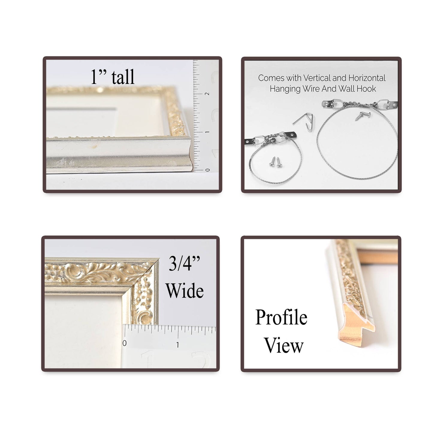 Water Gilded Bright Silver Finish On Ornate Motif—11X14