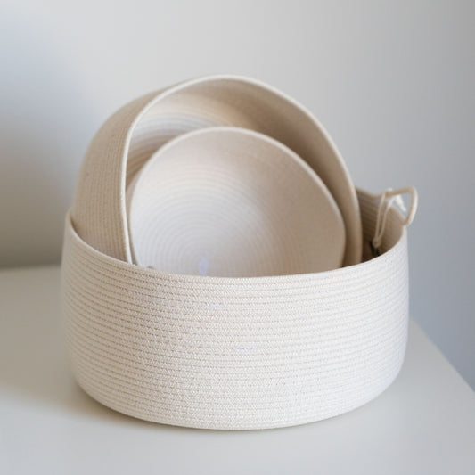 Handmade Cotton Rope Bowls in Natural Cotton
