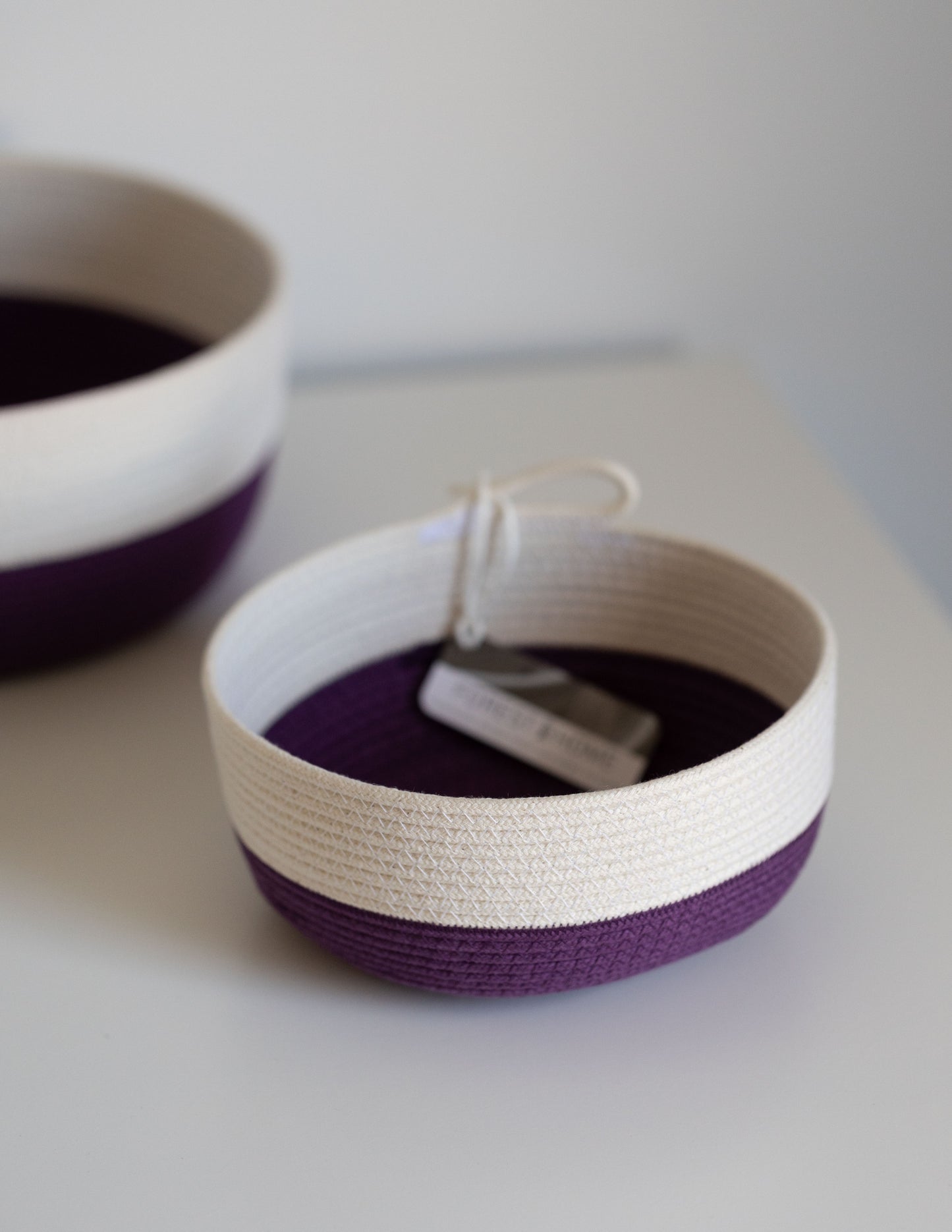 Handmade Cotton Rope Bowl in Sugar Plum