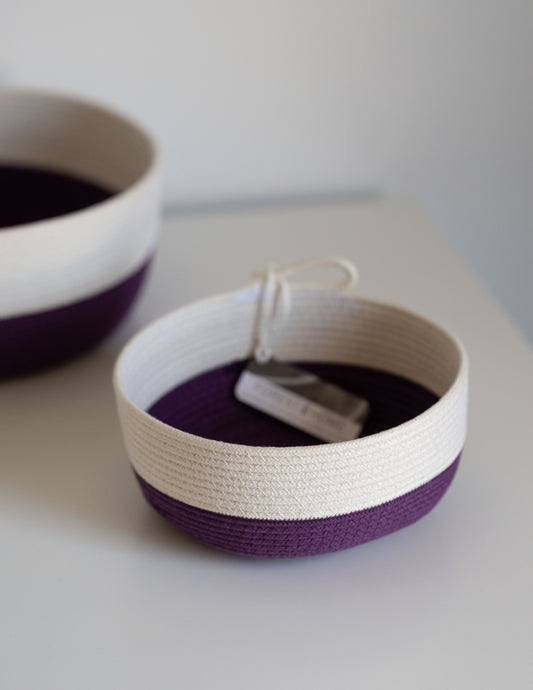Handmade Cotton Rope Bowl in Sugar Plum