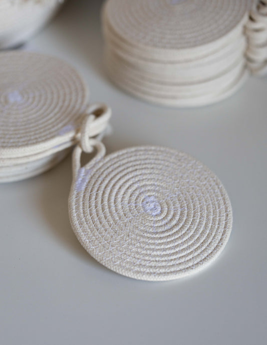 Coasters in Natural Cotton Rope—Set of 4