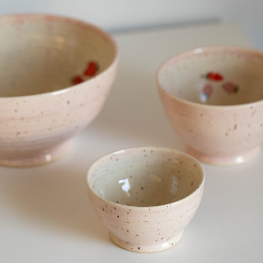 Sweet Strawberry Pottery Bowls by Alicia Kate