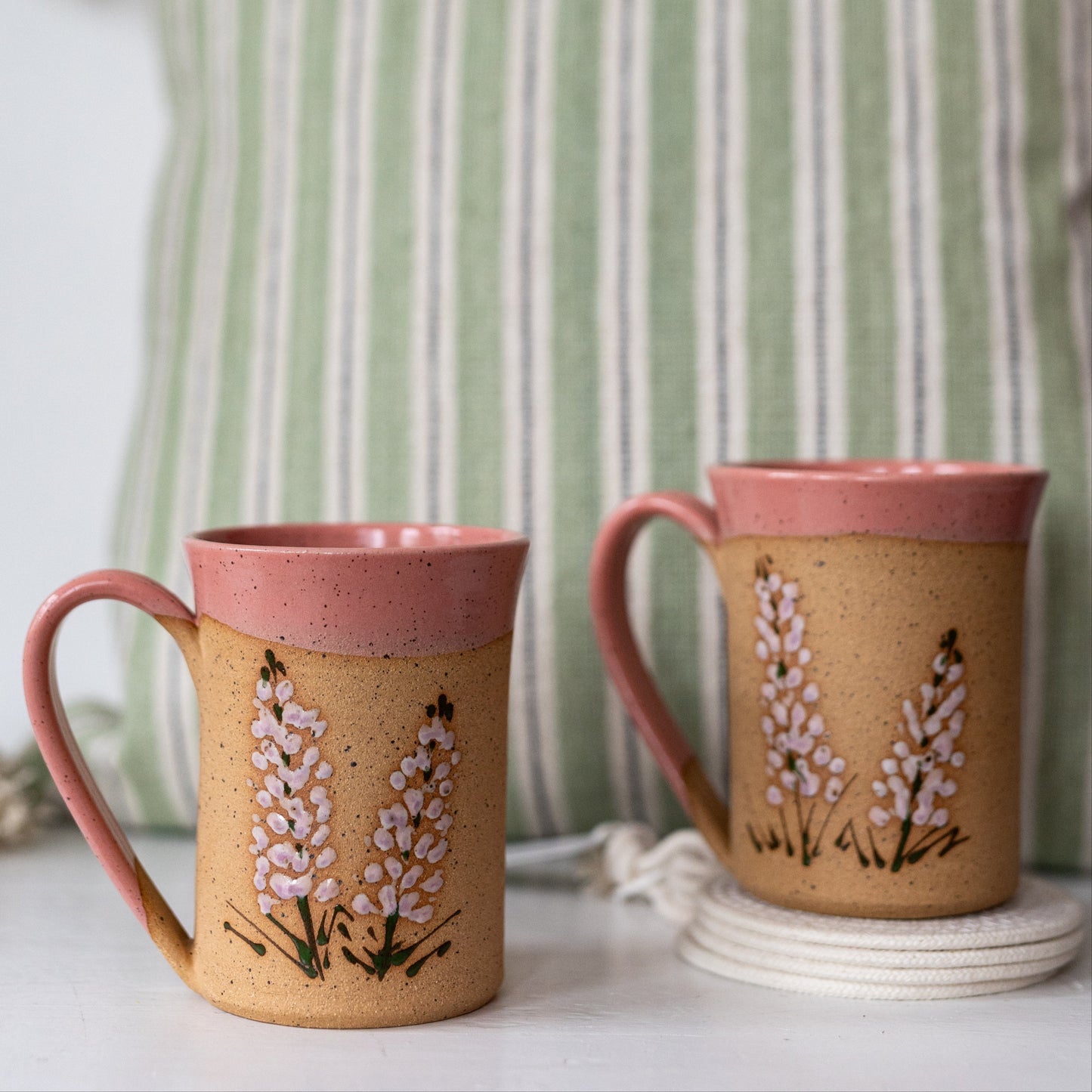 Pink Lupin Mugs—Handmade from Linko Pottery