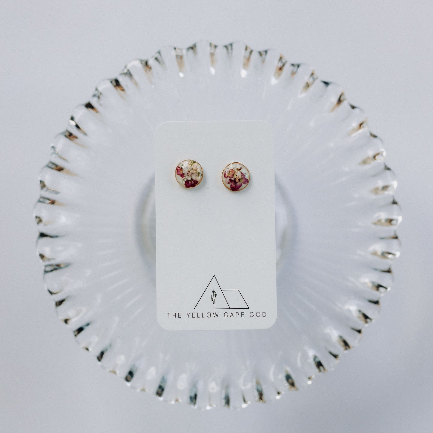 White & Pink Wildflower Studs
