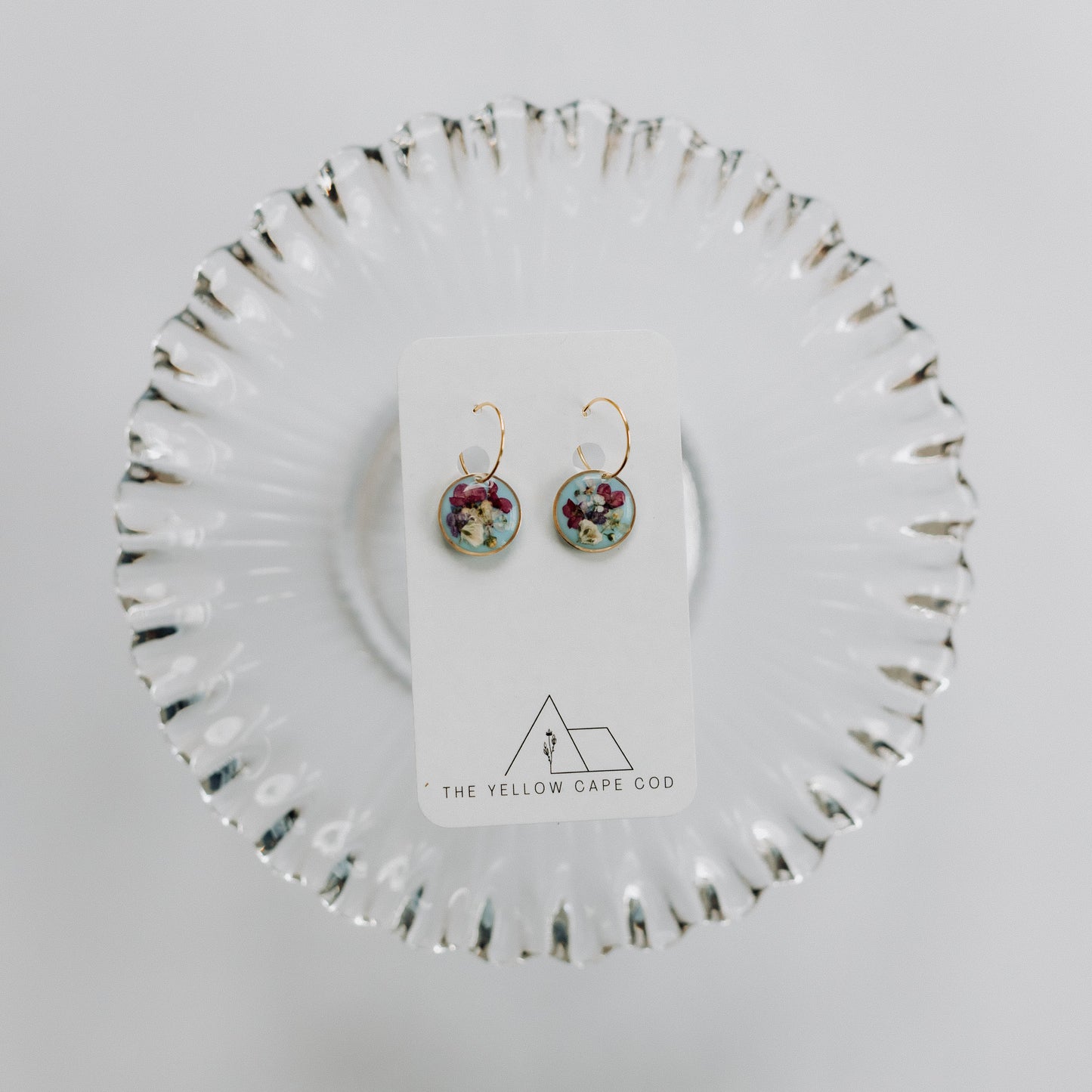 Blue & Pink Wildflower Hoop Earrings