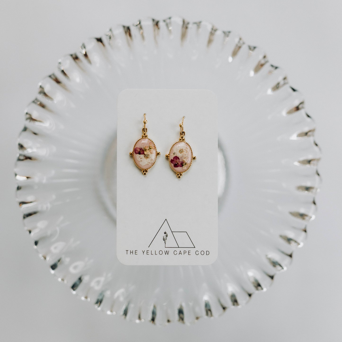 Pink Cameo Frame Earrings