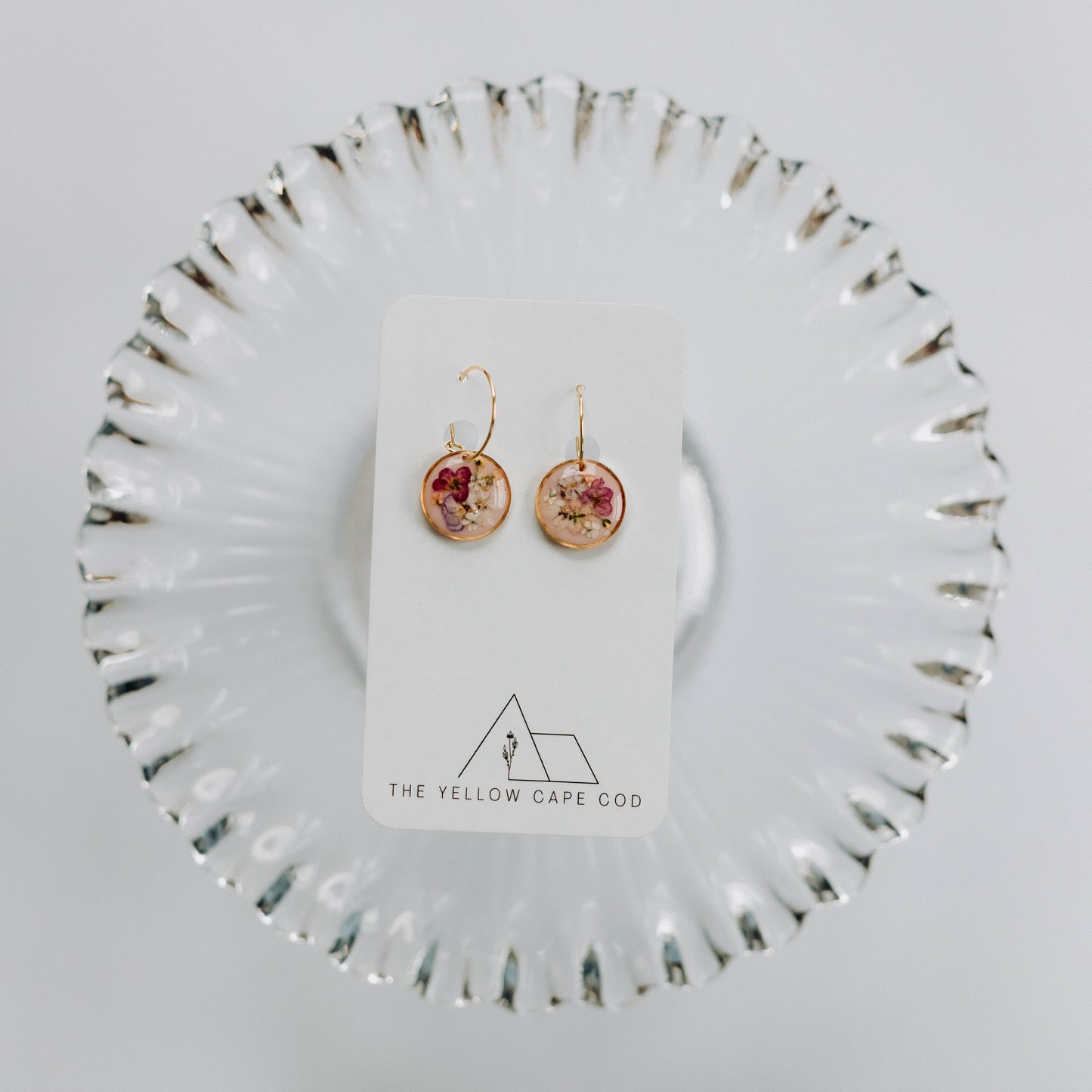 Pink Wildflower Hoop Earrings