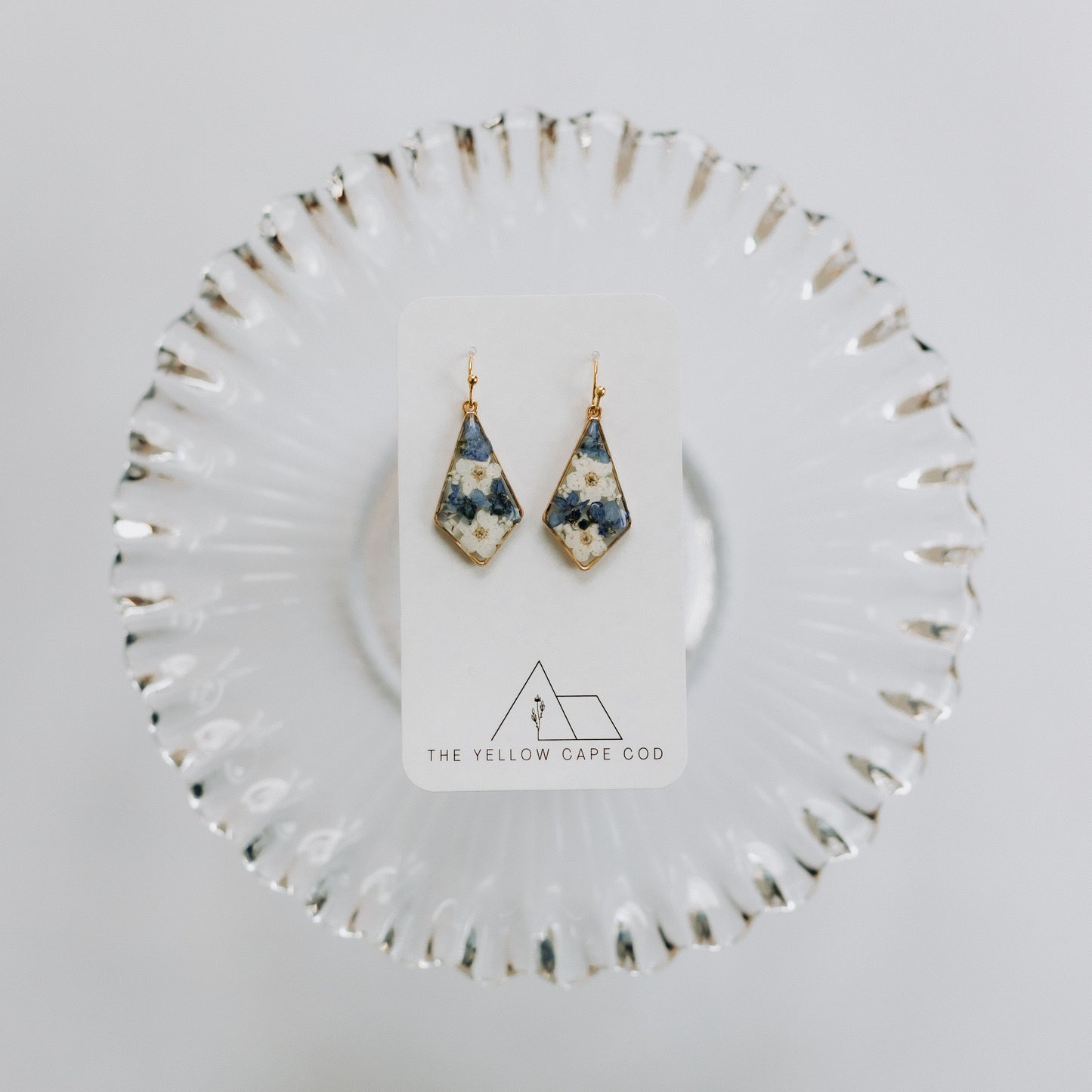 Large Wildflower Teardrop Earrings in Blue