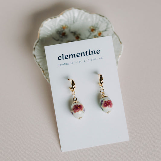 Clementine Floral Stud Hoop Earrings