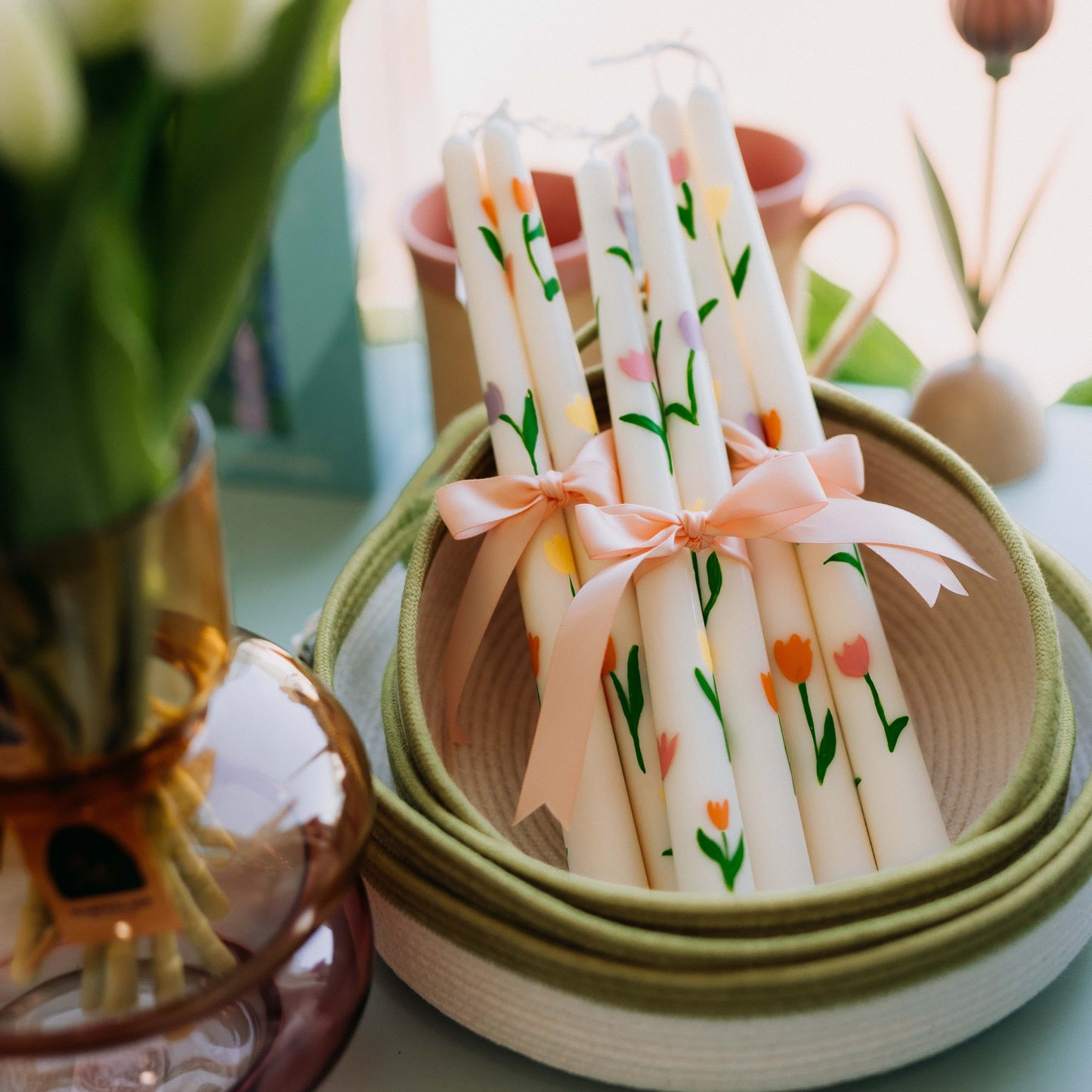 Tulip Tapers—Handpainted