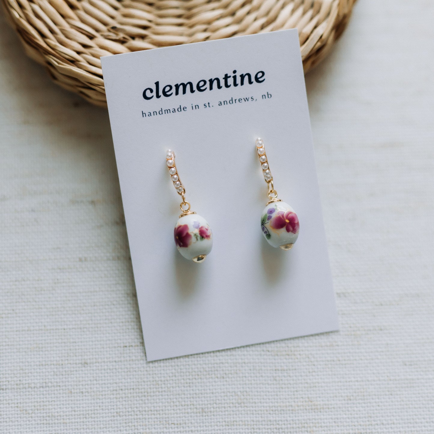 Pink & White Floral Vintage Inspired Baubles by Clementine