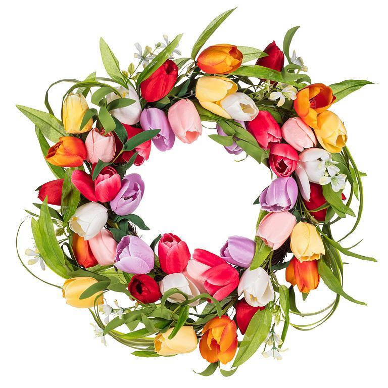 Large Colourful Tulip Wreath—22" Diameter
