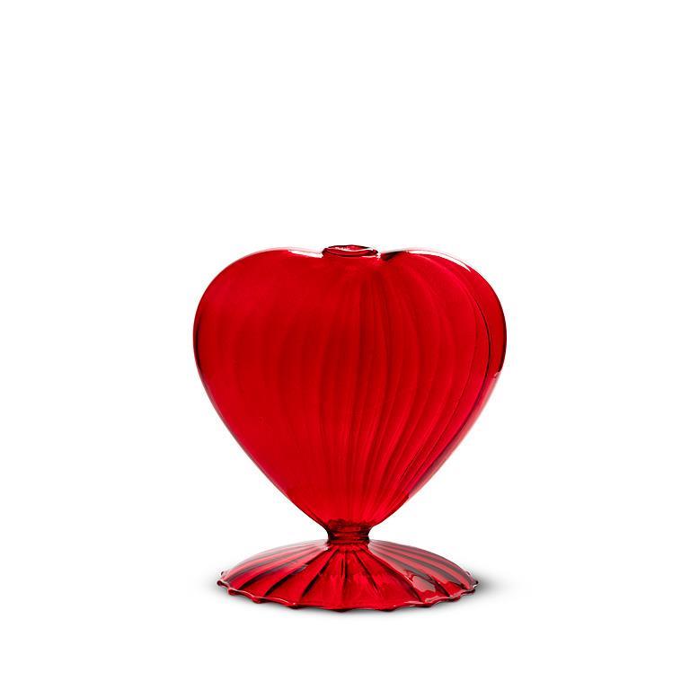 Red Pedestal Heart Vase