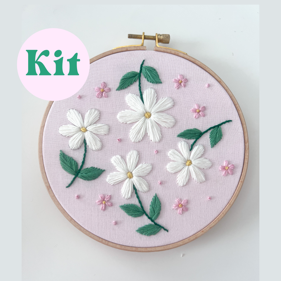 6" Beginner Floral Hand Embroidery Kit - Beginner Daisies