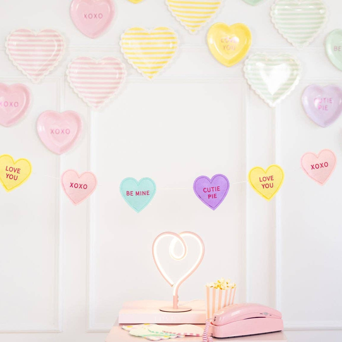 Conversation Hearts Felt Banner
