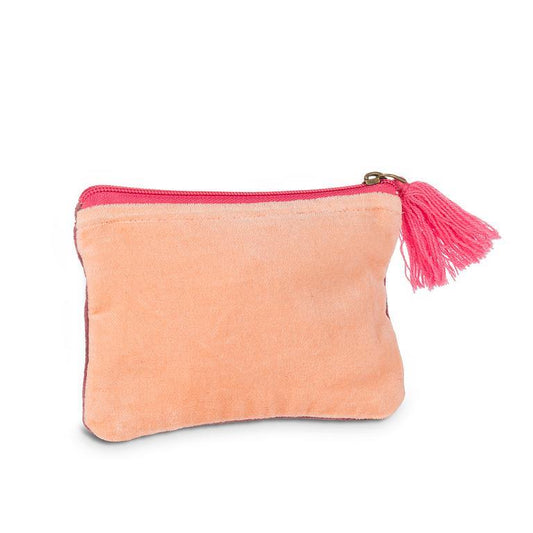 Pink Velvet Zippered Pouch with Tassel