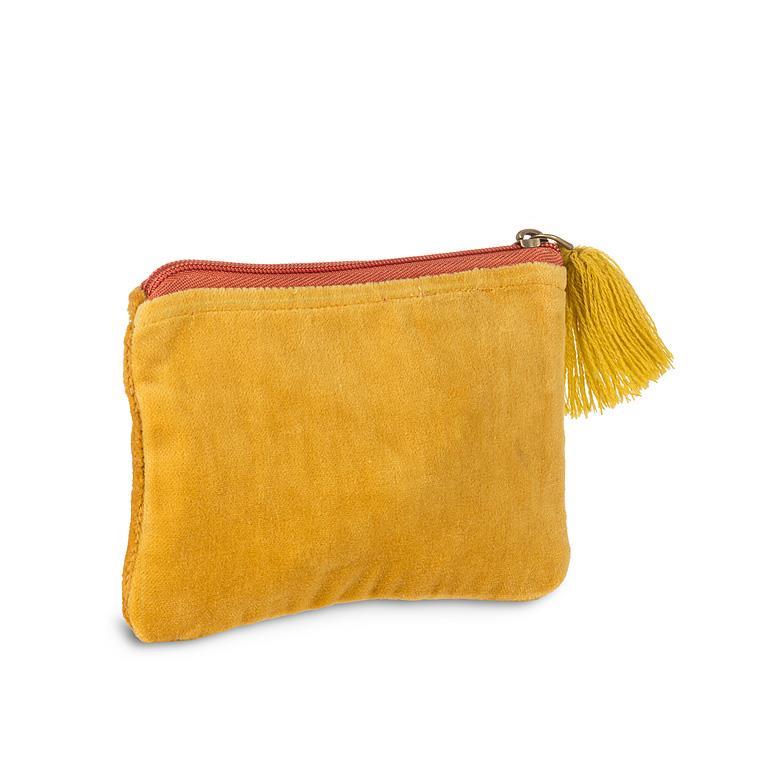 Gold Velvet Zippered Pouch with Tassel