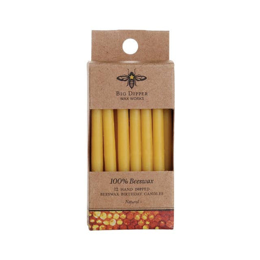 Natural Beeswax Birthday Candles—Set of 12 Candles
