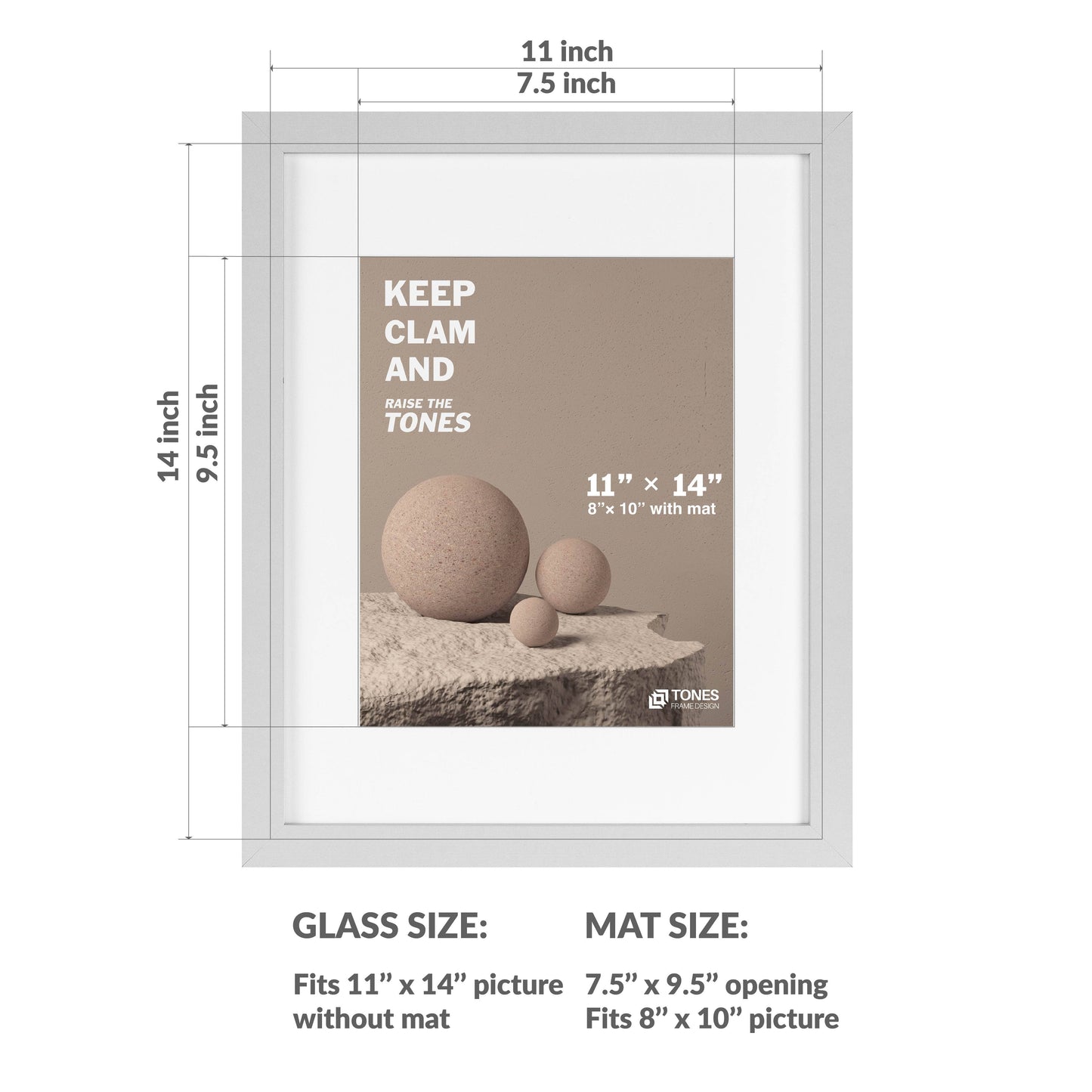 White Wood Traditional Picture Frame—11X14 with 8x10 Mat