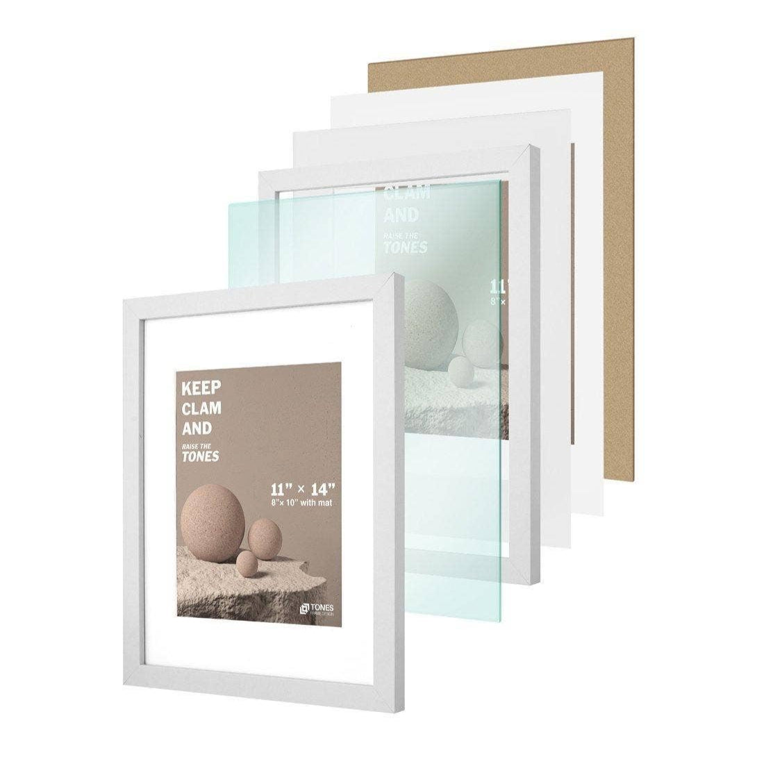 White Wood Traditional Picture Frame—11X14 with 8x10 Mat