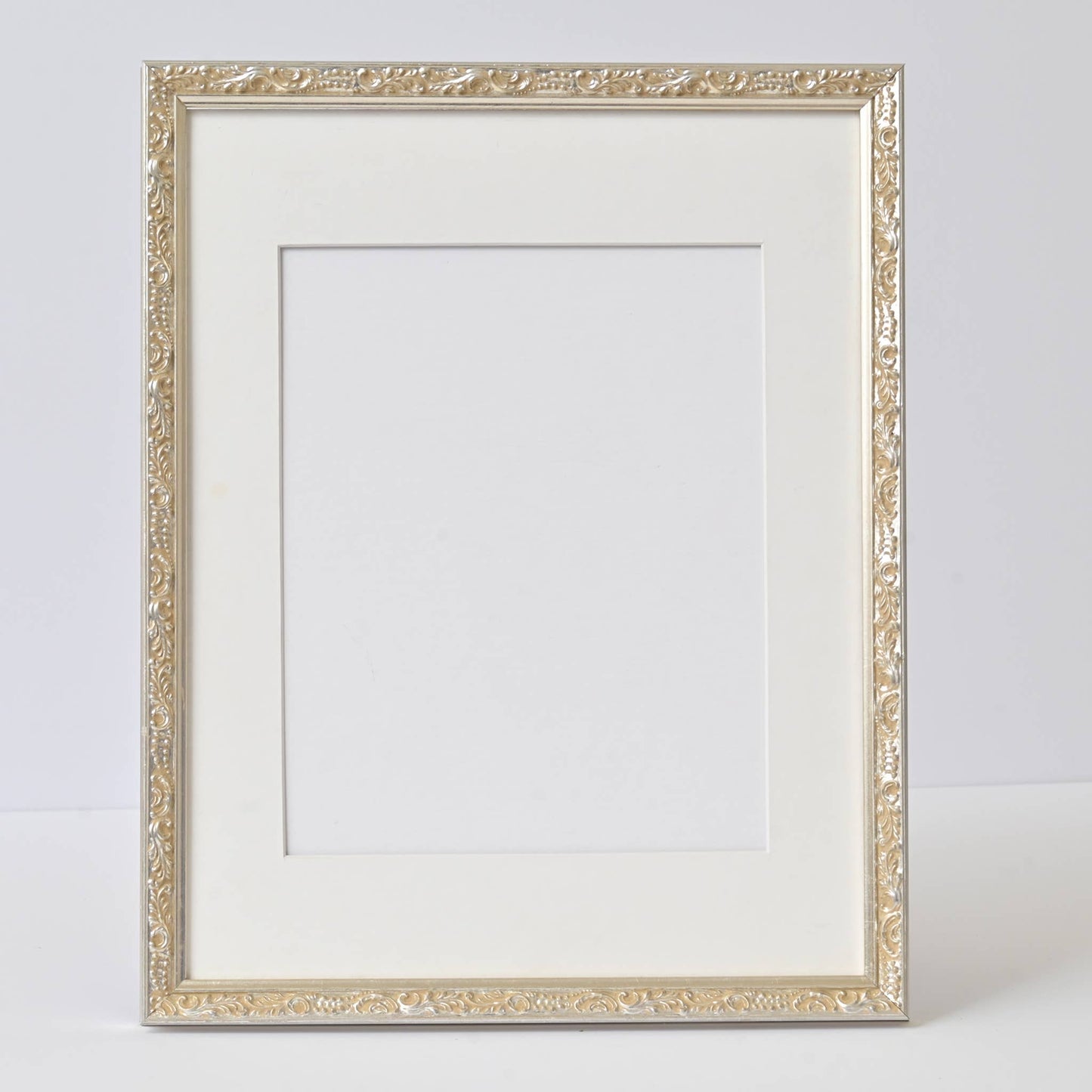 Water Gilded Bright Silver Finish On Ornate Motif—11X14