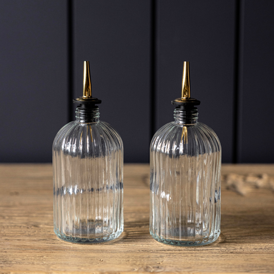 Scallop Olive Oil & Vinegar Glass Bottles