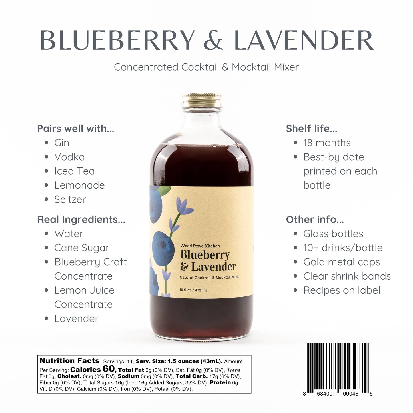 Blueberry and Lavender Mixer, 16 fl oz