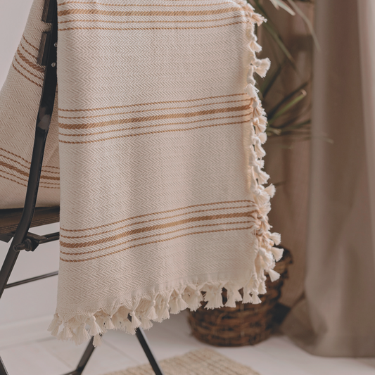 Mustard & Cream Cotton Throw