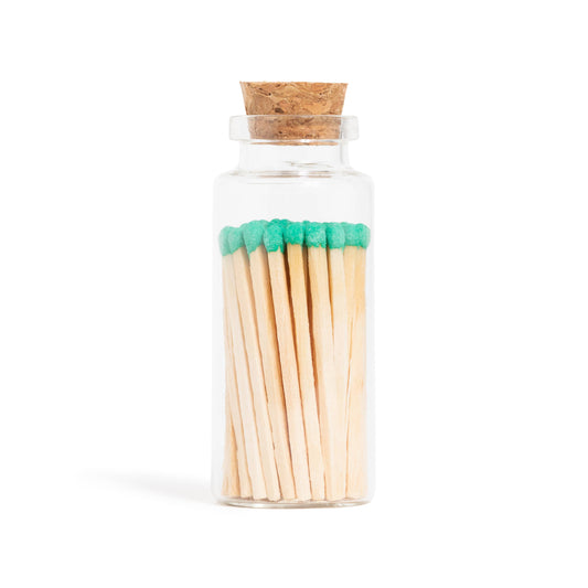 Bright Green Matches in Medium Corked Vial
