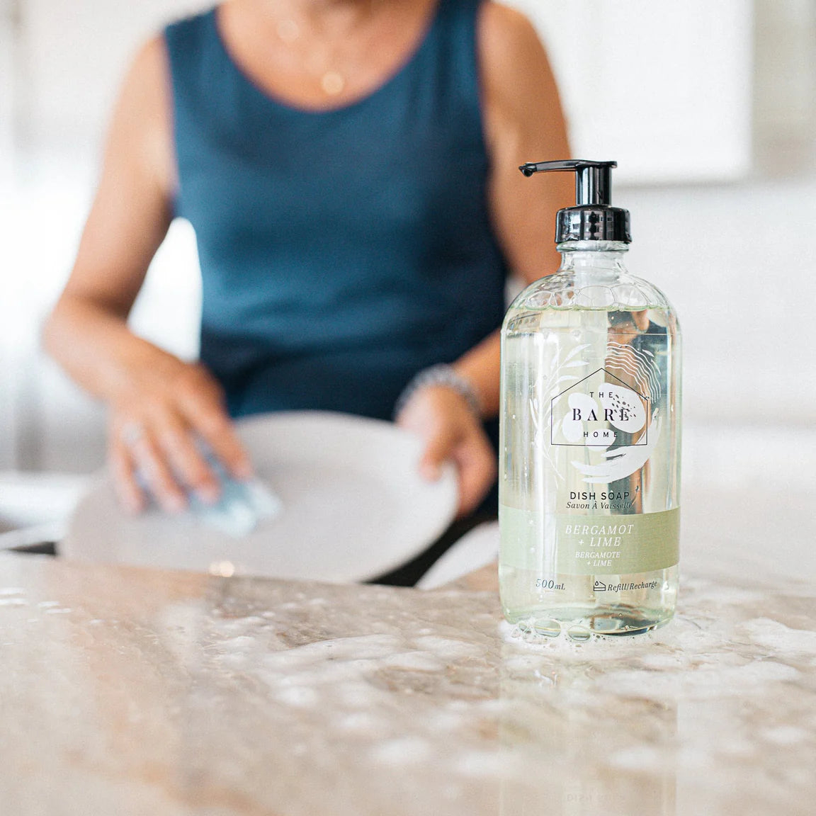 Bergamot & Lime Dish Soap in Glass Bottle
