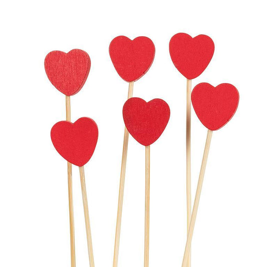 Heart-Shaped Bamboo Cocktail & Appetizer Picks