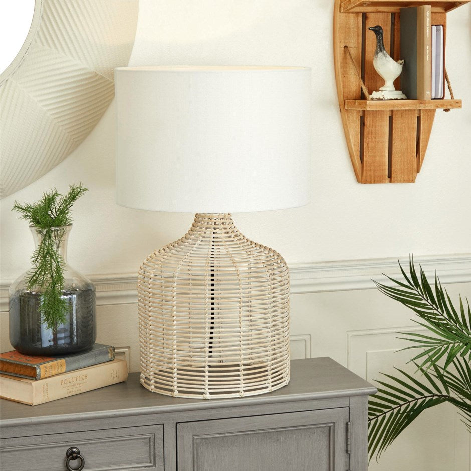 White Large Rattan Lamp