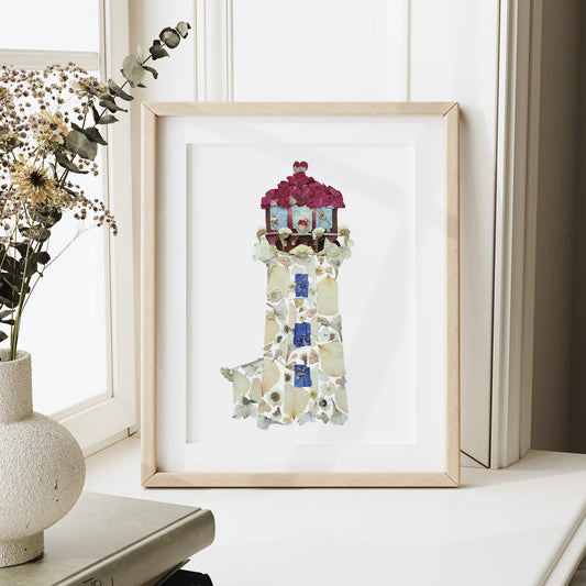 East Coast Lighthouse—Pressed Flower Wall Print