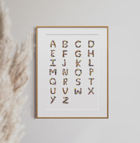 Alphabet Flowers—Pressed Flower Wall Print