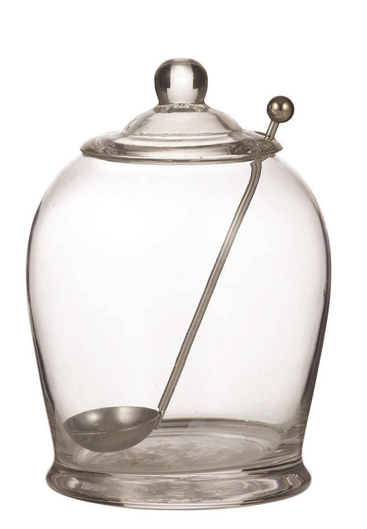 Glass Olive Jar, with Stainless Steel Spoon