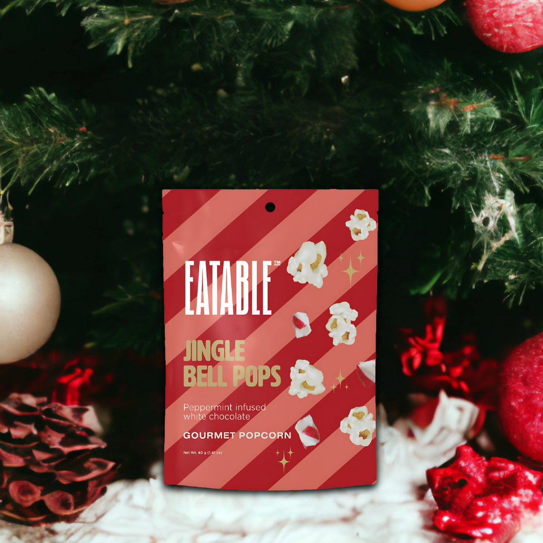 Mini Jingle Bell Pops White Chocolate Christmas Popcorn—40 grams