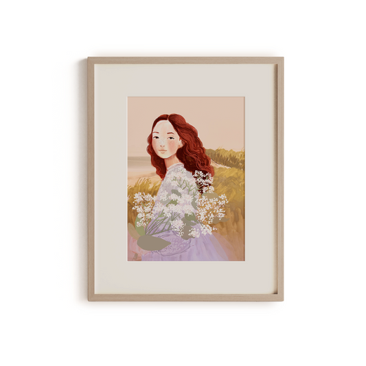 Girl with Flowers—Art Print