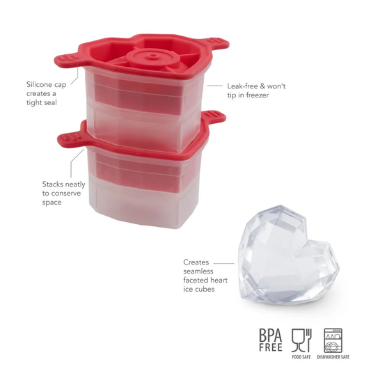 Faceted Heart Ice Mold—Set of 2