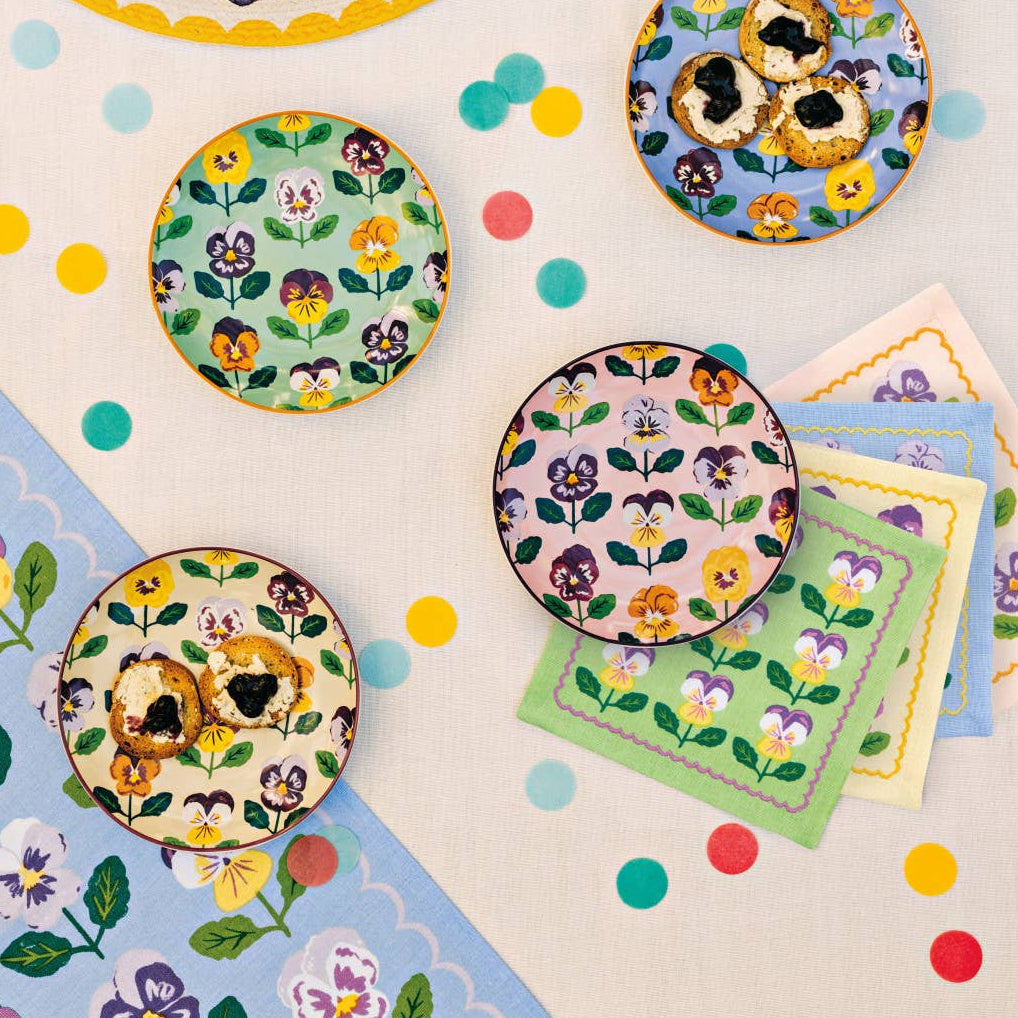 Pansy Printed Cocktail Napkins—Set of 4 Assorted