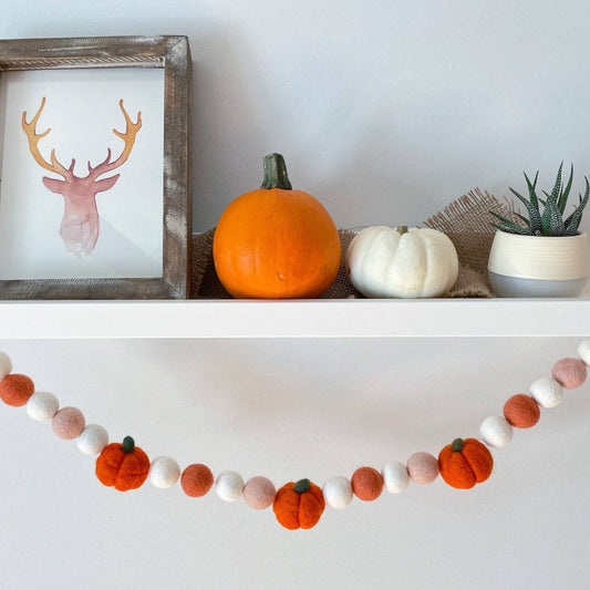Pom Pom Pumpkin Garland—3 feet