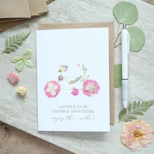 Life is an Adventure, Enjoy the Ride—Pressed Flower Card
