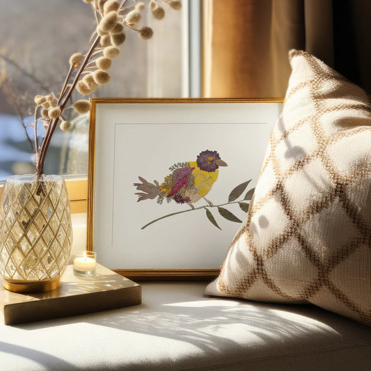 Bird—Pressed Flower Wall Print