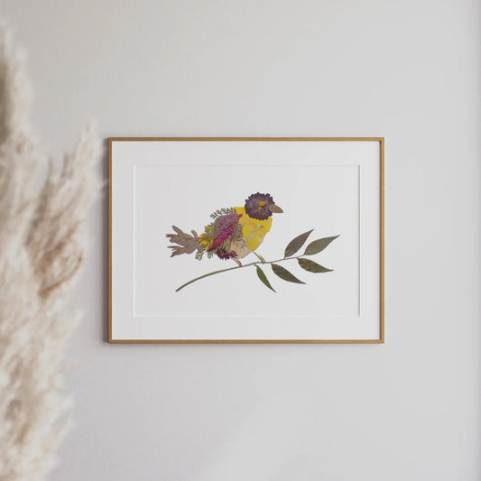 Bird—Pressed Flower Wall Print