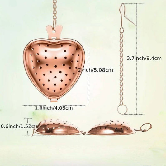 Heart-Shaped Stainless Steel Tea Infuser Bronze Color