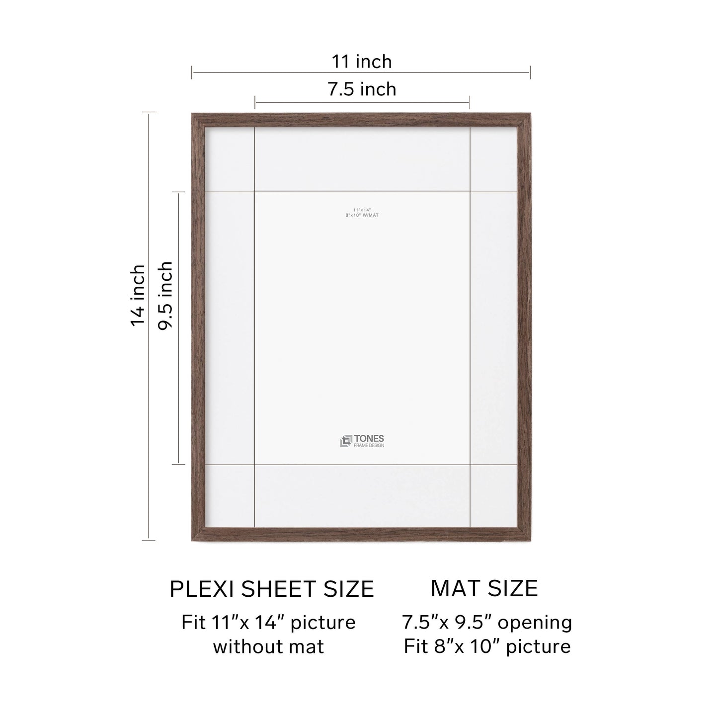 11x14 Dark Oak Dryades Wooden Frame