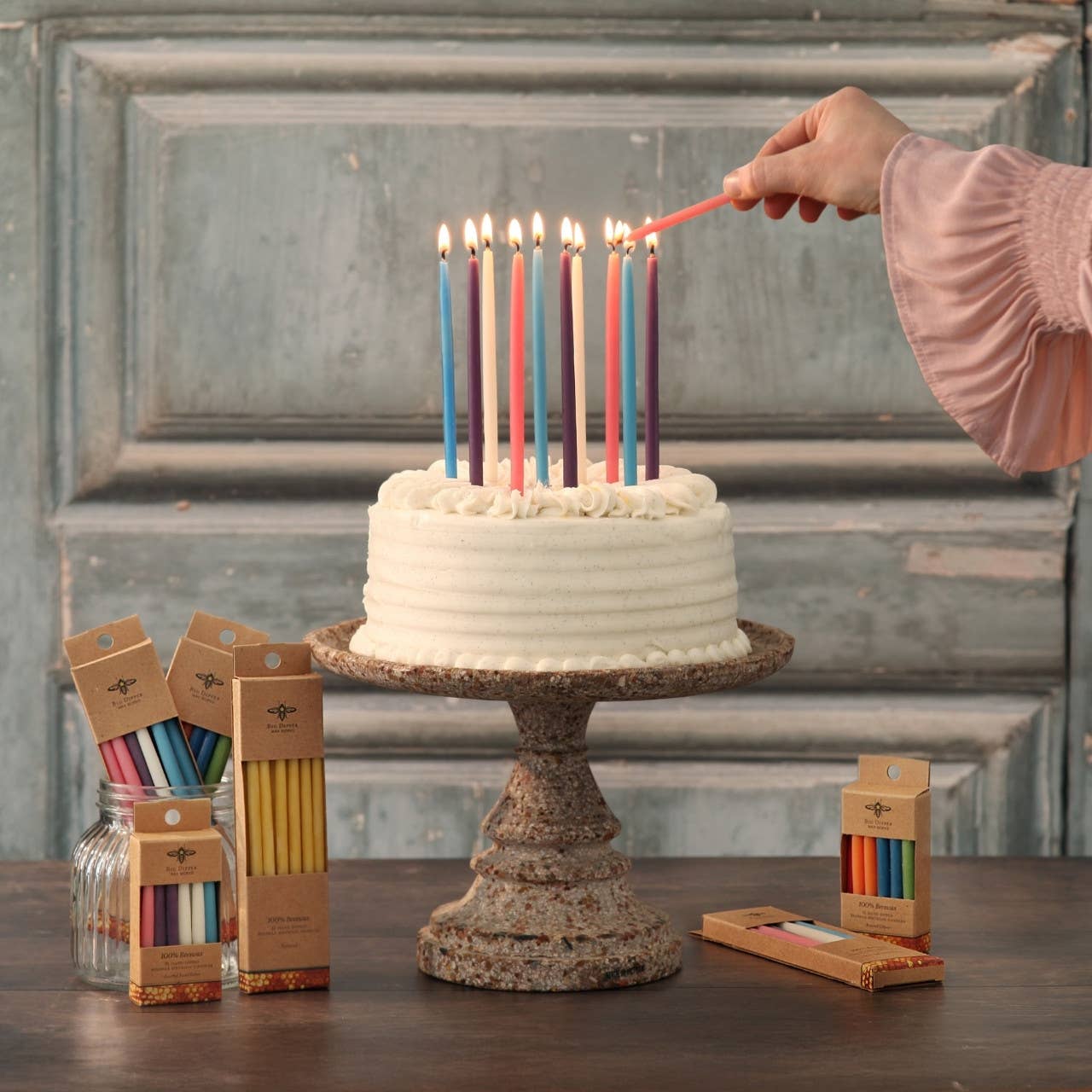6" Pastel Coloured 100% Pure Beeswax Hand-Dipped Birthday Candles