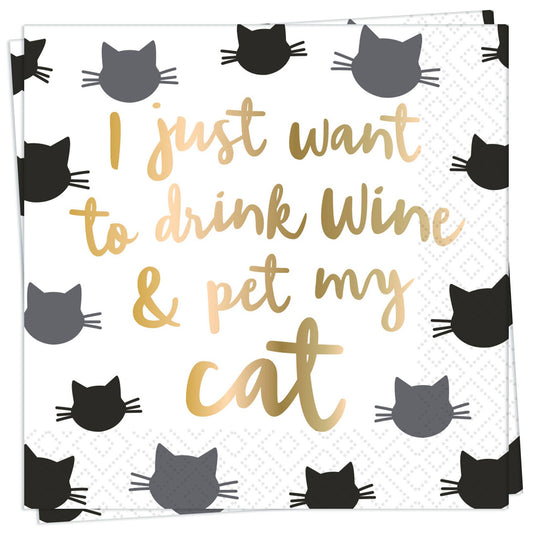 Cat Foil Cocktail Napkin